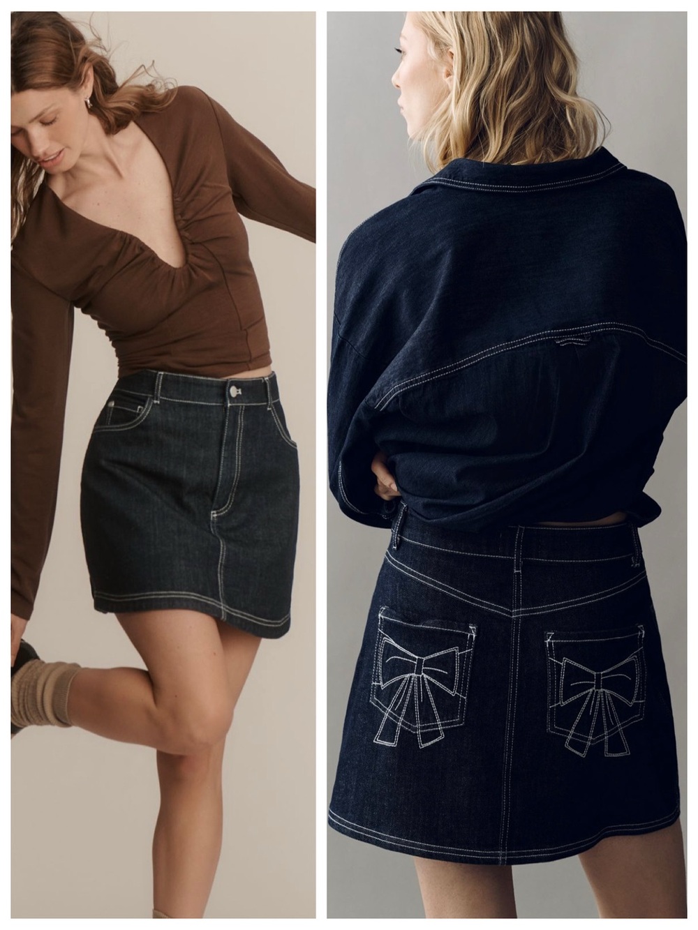 Anthropologie Coastal Cowgirl Pilcro Denim Bow Mini Skirt NWT XS